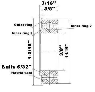 F1234 Łożysko kołnierzowe - 3/8 "x 1-1/16" x 7/16 " - pełne uzupełnienie