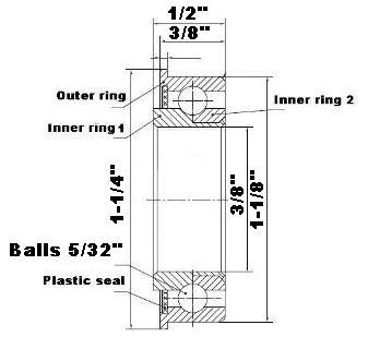 F1236 Flanged Bearing - ส่วนประกอบเต็ม - 3/8 x 1-1/8 x 1/2 "