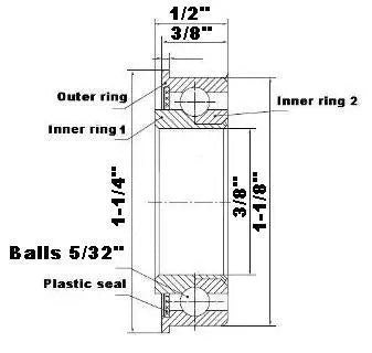 F1236 Flanged Bearing - Full Complement - 3/8 x 1-1/8 x 1/2"