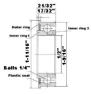 F1650 Flanged Bearing - ส่วนประกอบเต็ม - 1/2 "x 1-9/16" x 21/32 "
