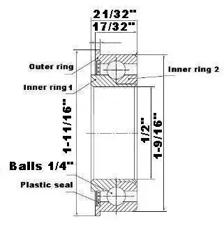 Palier à bride F1650 - Complément complet - 1/2" x 1-9/16" x 21/32"