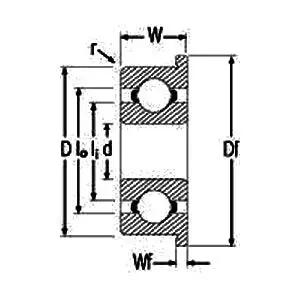 F6001ZZ Flanged Shielded Ball Bearing 12x28x8mm