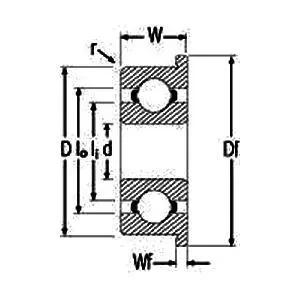 F6003-2RS Flanged Sealed Miniature Ball Bearing 17x35x10mm