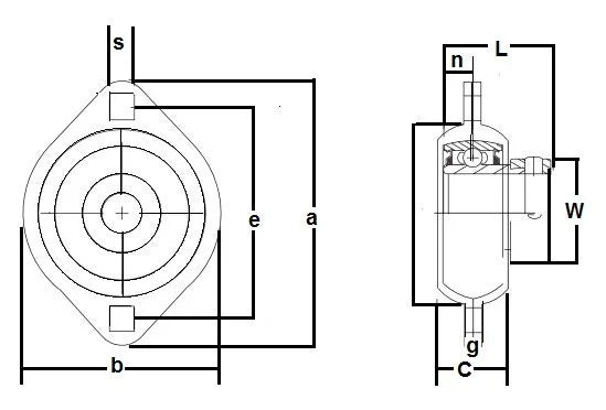 FHPFLZ204-20mm فلانجة محمل فولاذ مضغوط بمسمارين 20mm