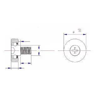 22mm Flat Nylon Ball Bearing - M6 Screw for sliding doors & windows