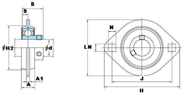 FYH Bearing SBPFL204 20mm Stamped oval 2-Bolt Flanged Mounted Bearing