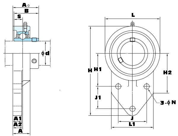 FYH Bearing UCFB205-14 7/8 Three bolt Flanged Mounted Bearing