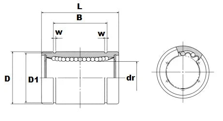 ตลับลูกปืนเชิงเส้นขนาดเล็กแบบลูกกลิ้งสไลด์ 120mm รุ่น LM120180200UU