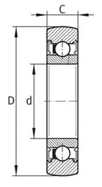 محمل بكرة مسار LR208NPPU 40x85x18 مم - متابع كام مغلق