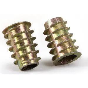M6 8mm Zinc Alloy Threaded Wood Caster Insert Nut - Flanged Hex Drive Head
