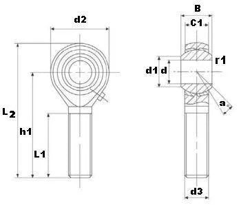 Male Rod End 3/8 POSB6 Right Hand Bearing