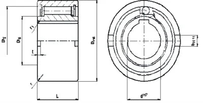 คลัตช์ทางเดียว NF35 - 35x100x53มม. - ประเภทลูกกลิ้งฟรีวีล - เบรกหลัง