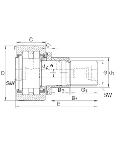 PWKRE35-2RS 35mm Cam Follower Stud type track roller Bearing