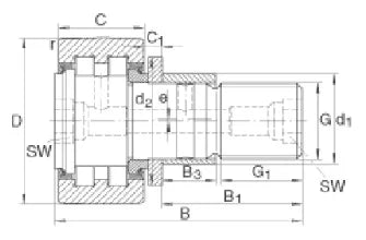 PWKRE62-2RS 62mm Cam Follower Stud Type Track Roller Bearing