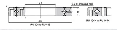 RU124UU-CC0-X Cross Roller Slewing Ring Tapped through holes Turntable Bearing 80x165x22mm