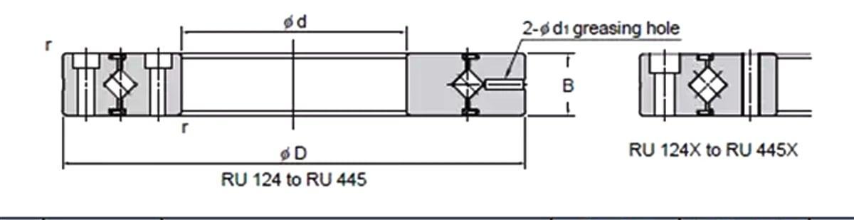 RU297UU Kruisrol Draaischijf Draairing Lager 210x380x40mm