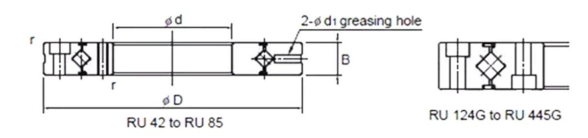 RU42UU gekruiste rollager draaibare ring draaiplateau lager 20x70x12mm