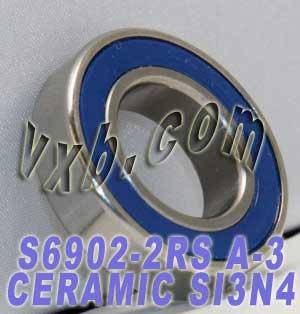 S6902-2RS แบริ่งเซรามิก ABEC-3 SI3N4 ปิดผนึกแบริ่ง 15x28x7 มม.
