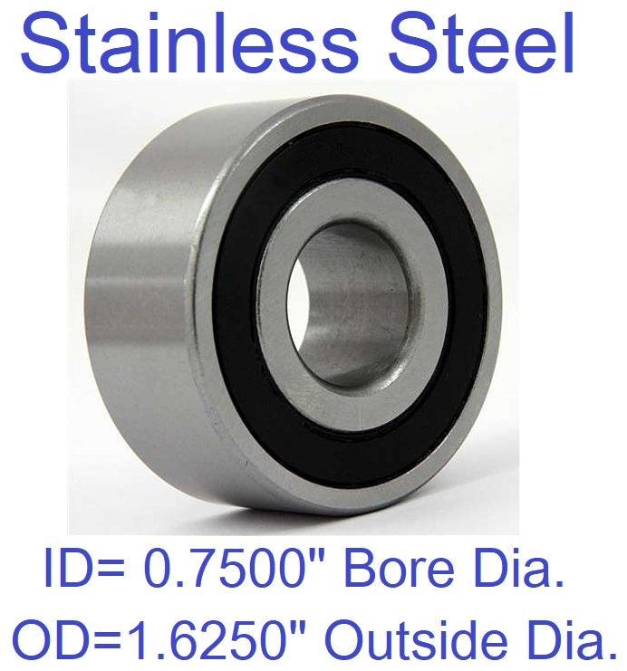محمل S88630-2RS من الفولاذ المقاوم للصدأ مغلق 3/4" × 1-5/8" × 1/2" محمل
