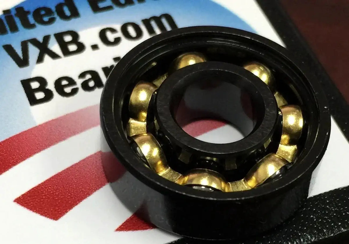 16-Pack 608B inline Roller Skate Black Open Bearings - Bronze Cage 8x22x7mm