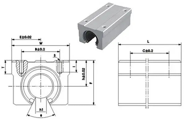 SME20LUU 20mm Open Block Unit Motion Linear Bearing