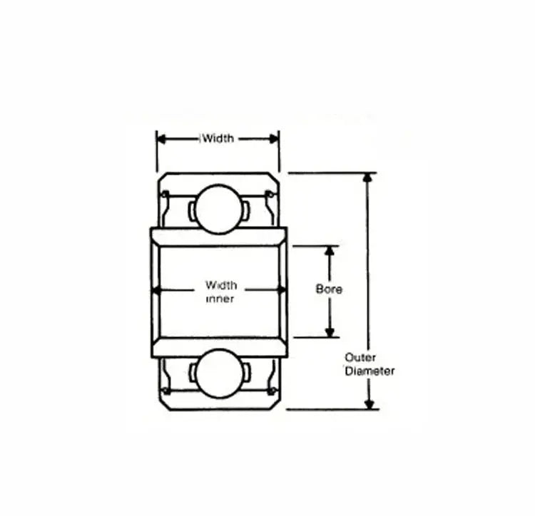 SR144ZZEE Stainless Steel Miniature Ball Bearing 1/8" x 1/4" x 3/32" Extended Inner Ring