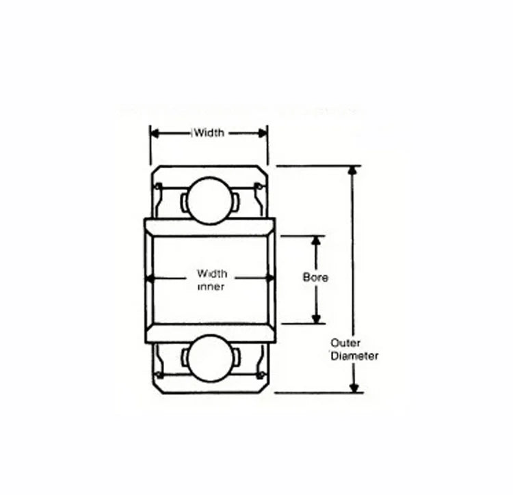 SRW144ZZ Stainless Steel Miniature Ball Bearing 1/8" x 1/4" x 3/32" - Extended Inner Ring