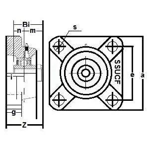 SSUCF203-17mm 不锈钢法兰 4螺栓 17mm 孔径 安装轴承