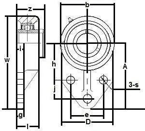 SSUCFB208-40mm Flange Bracket 3-Bolt Bearing 40mm Bore Mounted