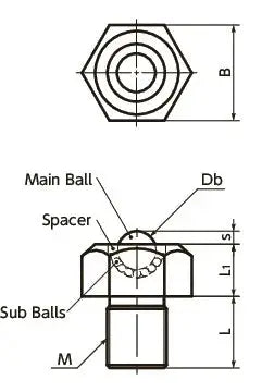Stainless Steel Hex M5 Bolt Hexagon Head Screw Type Ball Transfer Unit for Upward Facing Applications