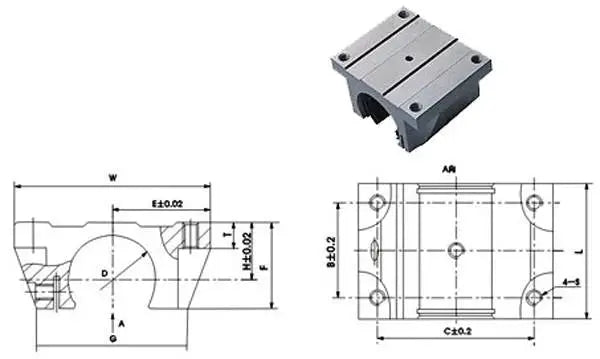 TBR20 20mm Bearing Truck Open Slide Unit Linear Motion