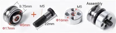 U Groove Ball Bearing + Fixing Screw 2-Row Pulley SG15 + Eccentric Wheel