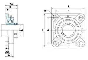 UCF204 FYH Square Flanged Bearing 20mm inner Diameter Mounted Bearing
