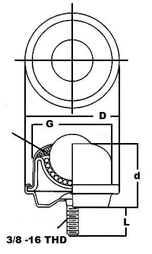 1-1/2" Stud Type Ball Transfer Unit - 3/8" Threaded Stem