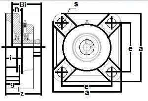 1-1/4 Bearing UCF-206-20 + Square Flanged Housing Mounted Bearing
