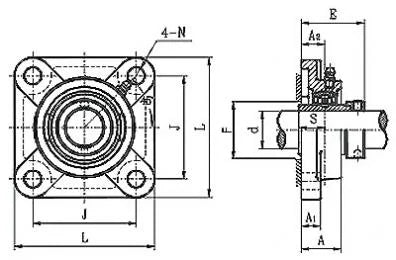 1" Bearing HCF205-16 Square Flanged Cast Housing Mounted Bearing - Eccentric Collar