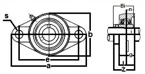 1" Bearing UCFL205-16 Black Oxide Plated Insert + 2-Bolt Flanged Cast Housing Mounted Bearing