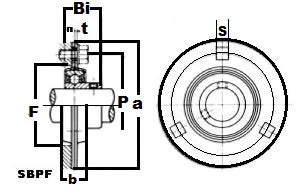 1" Bore Flanged Bearing SBPF205-16 - 3-Bolt Pressed Steel Housing