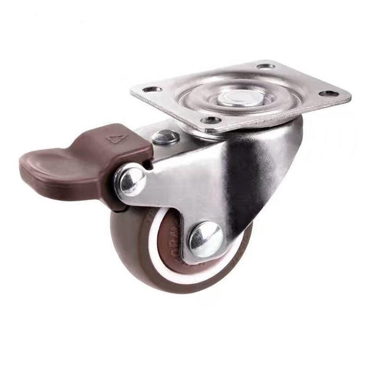 1"inch Caster Wheel PU TPE Elastic Rubber Wheel - Top Plate - Brakes