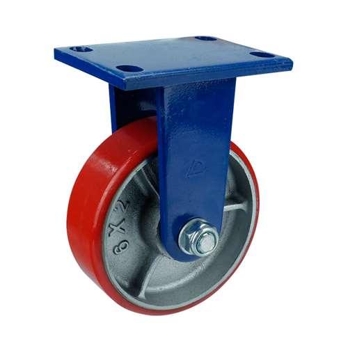 10"inch Caster Wheel 3307 Lbs Fixed Cast iron PU - Top Plate Mount