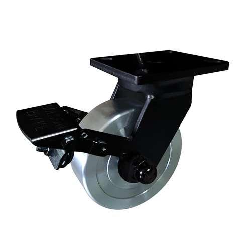 12"inch Caster Wheel 3307 Lbs Brake Cast iron PU - Top Plate Mount