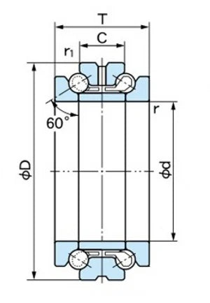 120TAD20 P4 2 Hướng lực đẩy góc tiếp xúc góc mang 120x180x72