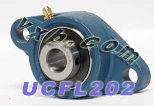 ตลับลูกปืน 15mm UCFL-202 + ตลับลูกปืนติดตั้งบนตัวเรือนหล่อแบบหน้าแปลน 2-สลักเกลียว