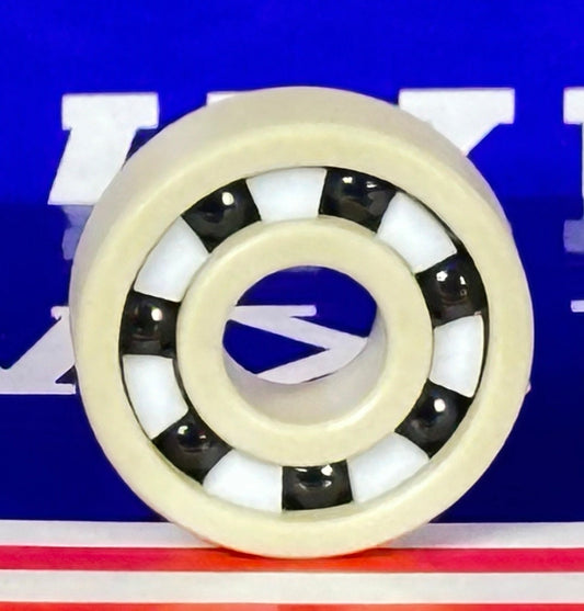 608 PEEK Ball Bearing - Si₃N₄ Ceramic Balls - PTFE Cage - 8x22x7mm
