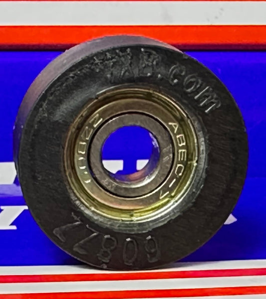 8mm Bore Bearing - 1-1/4" inch Black Tire 8mm x 1-1/4" x 1/2"inch