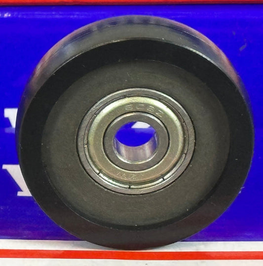 8x44x11mm Polyurethane Pulley Wheel Roller Bearing - Black Tire 44mm