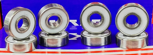 8-Pack 608-2TS สเก็ตบอร์ดไฮบริดเซรามิกแบริ่ง PTFE ปิดผนึก