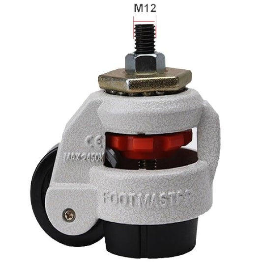2.36"inch Adjustable Height Floor Lock Heavy Duty Caster Wheel 60mm - M12 Threaded stem
