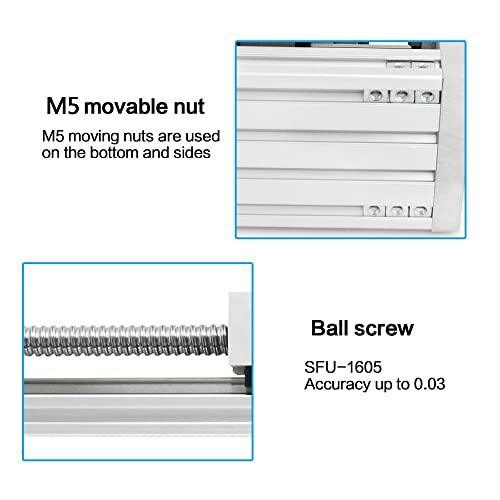 200mm Stroke CNC Linear Stage Motion Actuator X Y Z Axis Linear Slide Rail Aluminum Alloy Cross Sliding Table Linear Rail Guide SFU1605 Ballscrew+Nema23 57 Stepper Motor for CNC