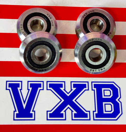 4-Pack RM2-2RS 3/8'' Track Roller Ball Bearing V-Groove - Sealed W2-2RS